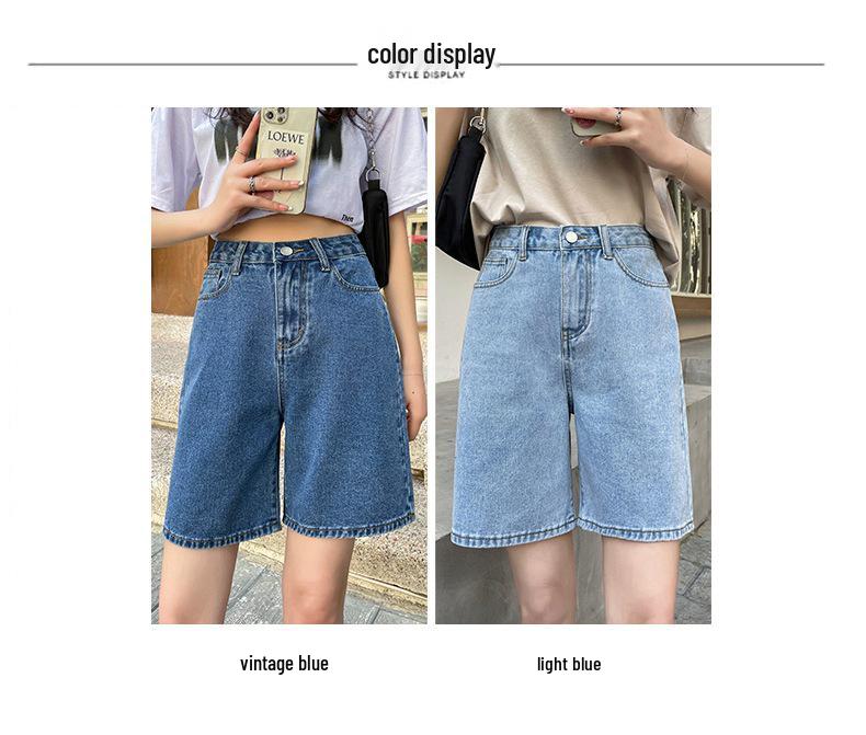 High-Waist Retro Denim Shorts for Women - Summer 2022 Trendy Slimming Straight Fit