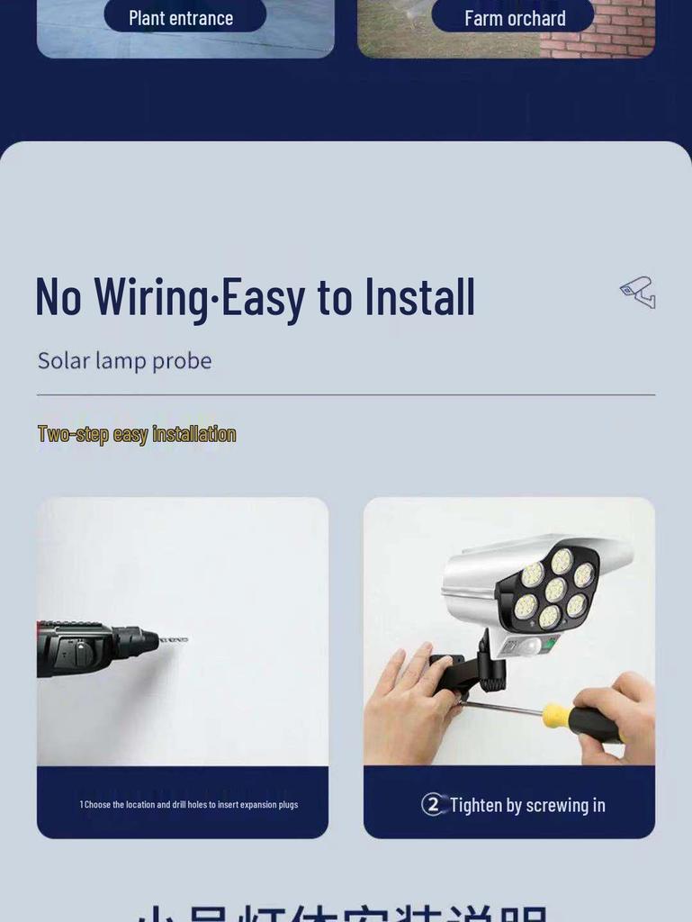 Solar-Powered Garden Light with Camera Simulation, Motion Sensor, Dusk-to-Dawn, Anti-Theft, and Street Lighting