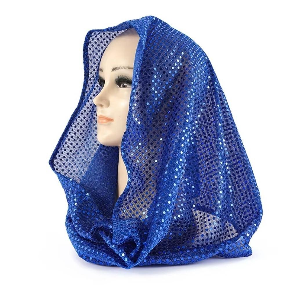 Fashion Soft Sequin Hooded Headscarf Breathable Lightweight Lace Hijab Cap Solid Color Sequin Head Wraps Daily Wear