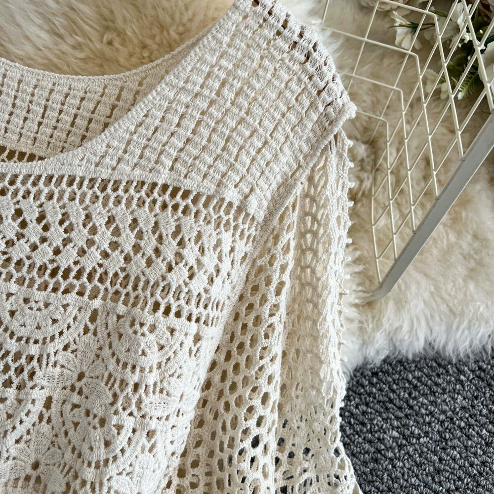 Dimanaf 2025 Новое летнее женское длинное трикотажное платье с рукавами, модные кружевные платья, повседневные свободные