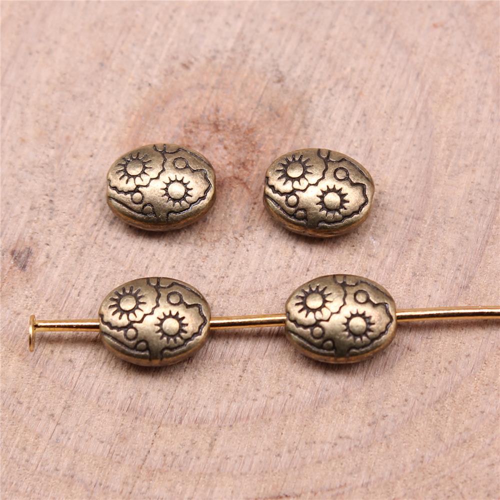 20 шт овальные бусины-разделители с маленькими отверстиями, ювелирные изделия своими руками, цвет античной бронзы, 7X6X3 мм