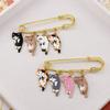 Electroplate Kawaii Enamel Cat Brooch Cartoon Alloy Anti-glare Geometric Lapel Pin Women