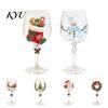 Holiday Cocktail Glass Christmas Stemmed Wine Glass, Snowman/SantaWreath/Elk/Christmas TreeHand Painted, Hand Painted Glassware Creative Stemware