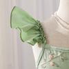 Girls Green Rose Embroidered Tulle Dress Kids Short Sleeve Princess Birthday Party Performance Wear