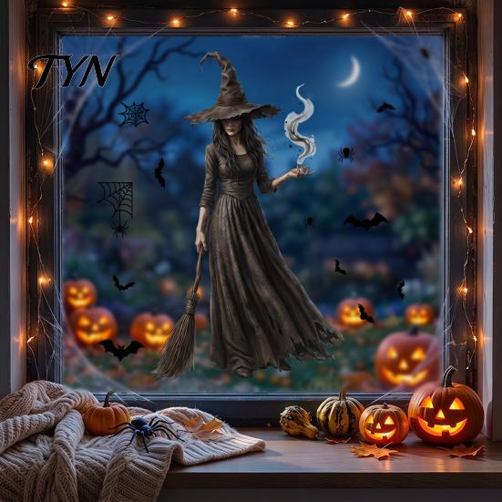 Decorative Window Film Halloween Ghost Glass Sticker, Cartoon Static Cling for Easy Apply Sticker Parties, Waterproof Decoration Decal