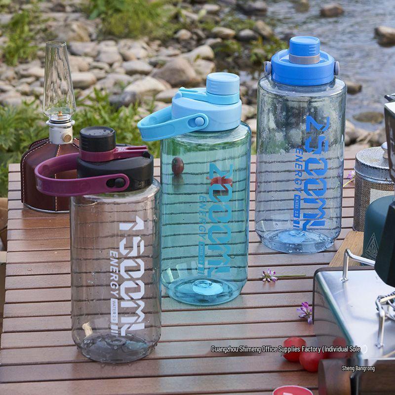 High-Capacity Plastic Fitness Water Bottle with Handle - Heat Resistant, for Men and Women