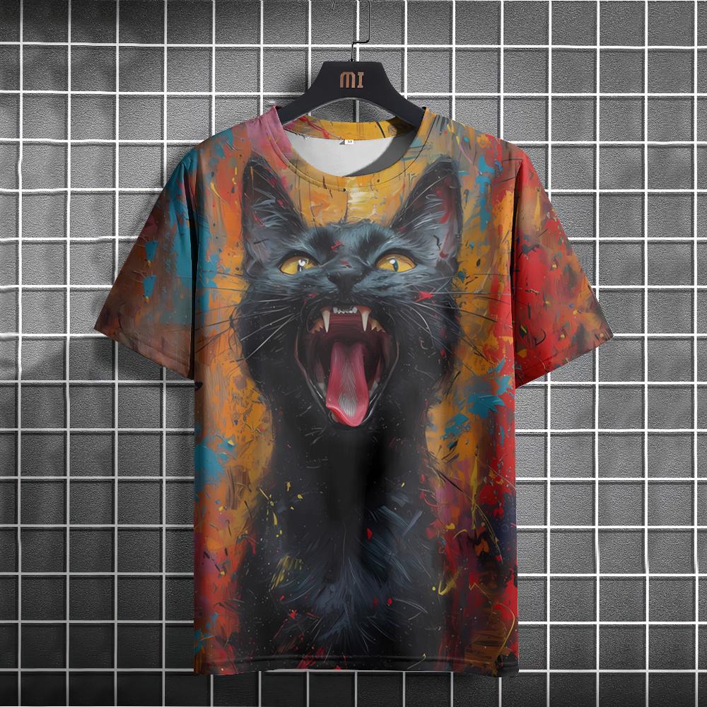 Cute Pig Dog Monkey 3D Printed Short Sleeved T-shirt Summer Breathable Polyester Simple Round Neck Top