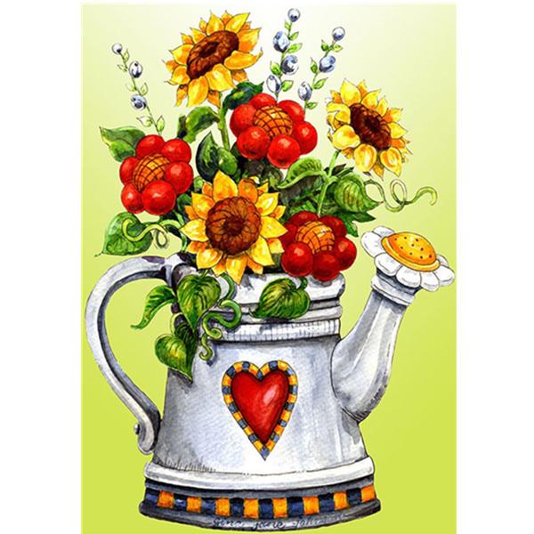 5D DIY Полный Круглый Алмазная Картина Цветочная Ваза Алмазная Картина Вышивка Крестом Алмазная Вышивка