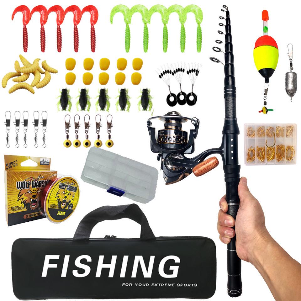 Телескопический спиннинговый набор из углеволокна для морской рыбалки с катушкой для дальнего заброса и сумкой