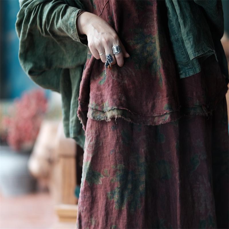 Johnature Женские красные принты с цветочным принтом, винтажные ткани, женские топы в китайском стиле