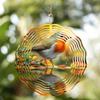 Metal Robin Bird Wind Chime with Autumn Leaves 3D Rotating Design for Outdoor Garden Balcony Patio Decor No Battery Needed