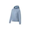 Lining Fitness Series Solid Color Logo Print Zipper Hooded Fleece Jacket Women Jackets Blue AWDSA66-2