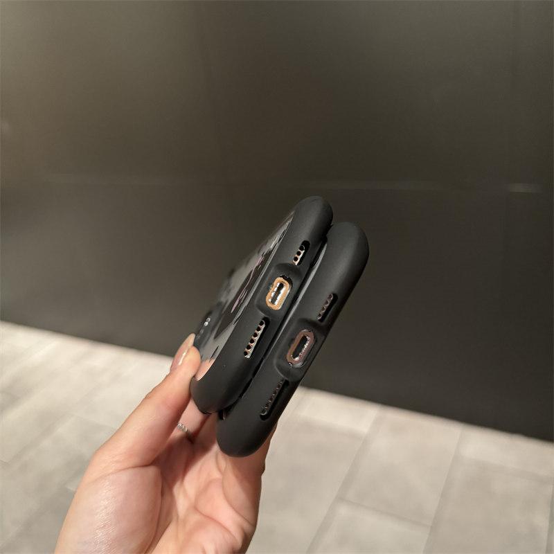 Cartoon Cat Ears Bezel Cute Little Black Cat Acrylic Phone Case for iPhone 15 Pro Max 14 Plus 13 12 Pro 11 All-inclusive Fall Protection Cover