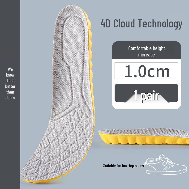 Unisex Odor-Resistant Shock-Absorbing Height-Increasing Insoles - Breathable & Invisible for Shoes and Boots