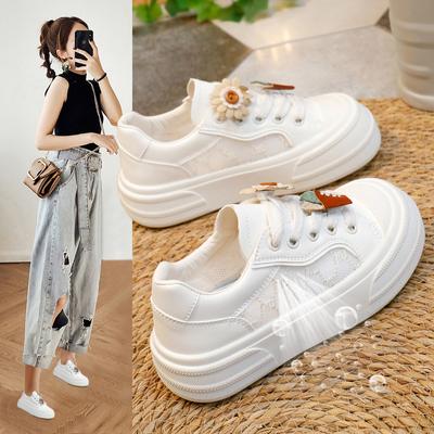 Женские летние повседневные сетчатые кроссовки на массивной платформе, нескользящие легкие дышащие прогулочные туфли на шнуровке, теннисные кроссовки, спортивная спортивная обувь женская