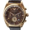 Подержанные мужские кварцевые часы-хронограф Emporio Armani AR-0371 с календарем, коричневым циферблатом, кожаным ремешком, стильный аналоговый дизайн