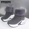 Winter Boots Women Platform Shoes Wedges Black Grey Boots Chunky Snow Booties Warm Plush Woman Ankle Boots Suede High Heels