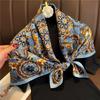 European Style Retro Printed Imitation Silk Scarf 90x90cm Square Headscarf for Women Shawls Bandana Lady Hijabs
