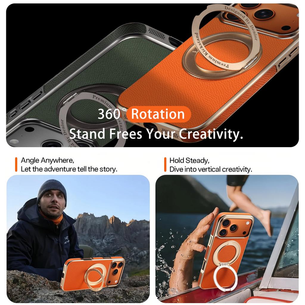 Магнитный чехол-книжка из натуральной коровьей кожи с поворотом на 360° для iPhone 17 Pro Max 16 Plus 15 14 13 для Magsafe с подставкой