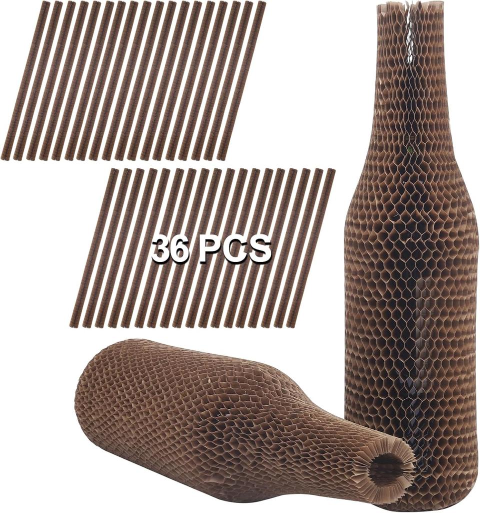 Защитные рукава для винных бутылок из сотовой бумаги, 16 шт. Многоразовые рукава для стеклянных бутылок для ликера для авиаперелетов, транспортировки