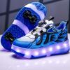 KIDS Four-wheeled Charging Flat-shaped Shoes LED Lamp Shoes Runaway Shoes Roller Skating Sports Shoes Girl Skates