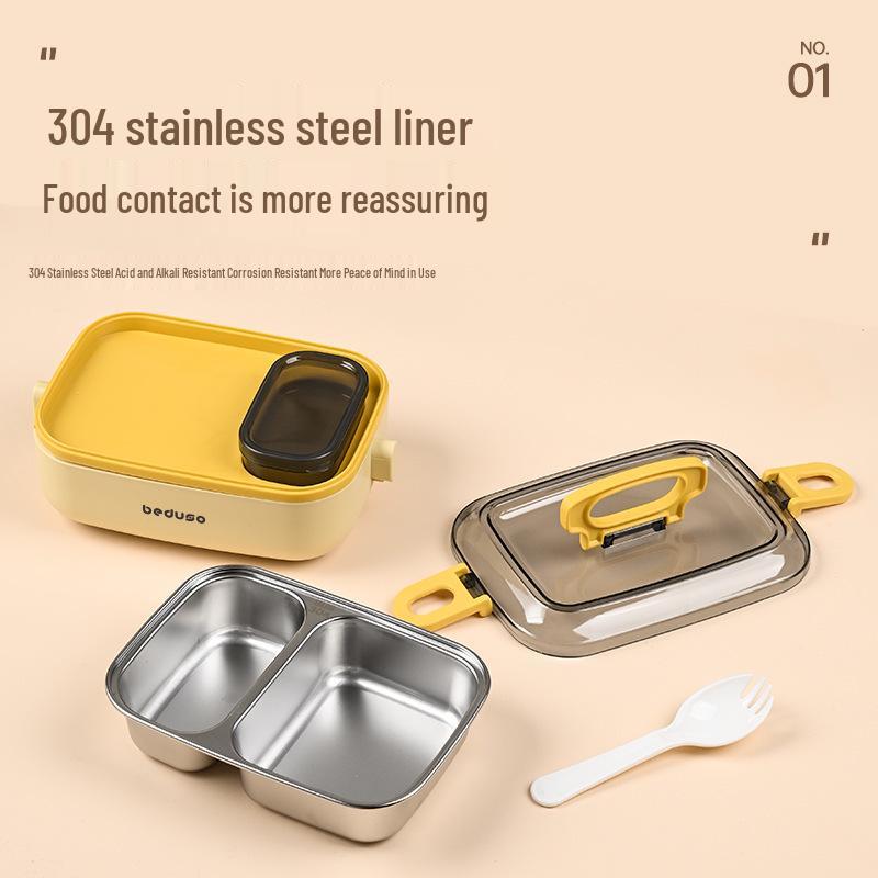 Compact Stainless Steel Bento Box - Cute, Portable, Microwave-Safe, Compartmented Lunch Container for Weight Loss Meals