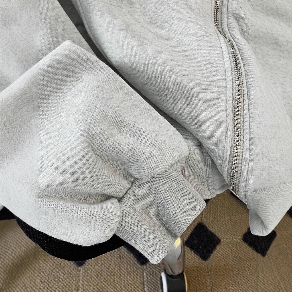 New High Street American Design Irregular Double Zipper Sweatshirt for Women Spring and Autumn Hooded Cardigan Jacket