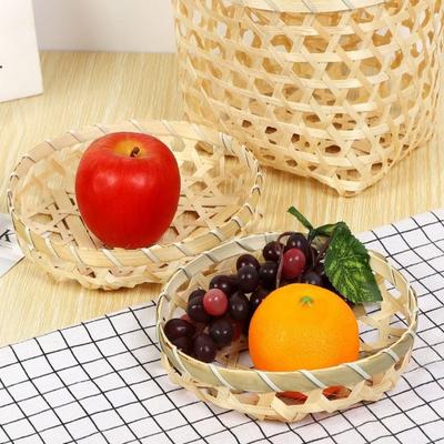 Высококачественное DIY Ручное плетение Бамбуковая корзина Круглая 4 стиля Корзина для риса, фруктов, хлеба Кухонная корзина для хранения Ежедневное использование Хранение