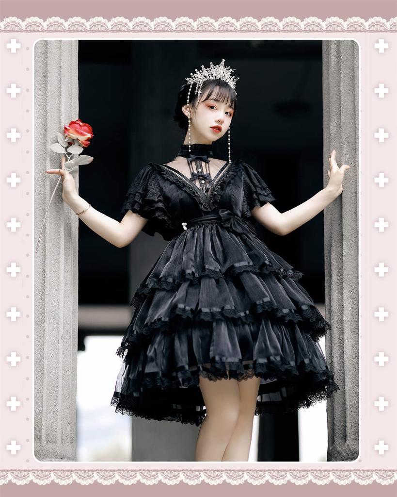 One Piece Lolita Gothic Lolita Costume Lolita Cosplay Retro Elegant Dress Cosplay Lolita Large Size Mori Girl Sweet Loli Socks Gift Gothic Dress