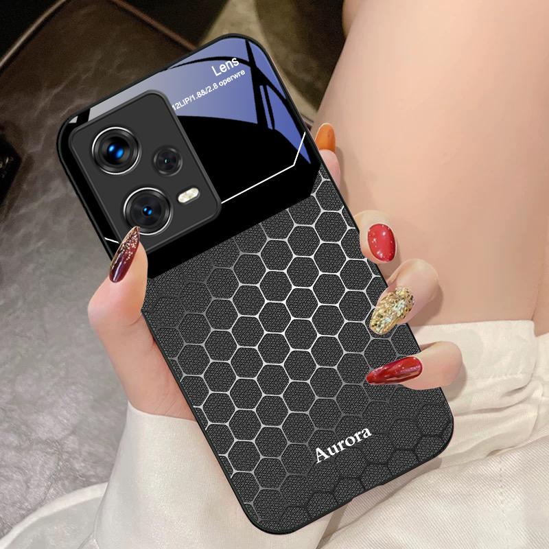 Шестиугольная сетка из яблок для Xiaomi 14 Ultra 13 Lite Redmi Note 13 11 Pro 12 Plus Poco X6 3 Pro F4 6 GT Закаленный чехол для телефона
