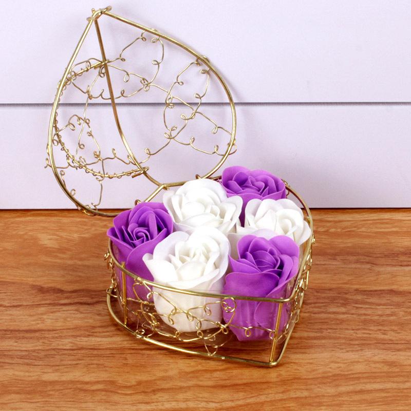 1PC Soap Flower Simulated Flower Valentine's Day Gift Rose Heart Box