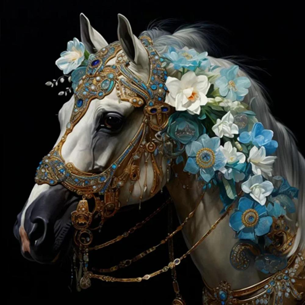Алмазная картина, полная дрель, цветок, лошадь, животное, круглая алмазная живопись, ручная работа, луна, лиса, сделай сам, алмазная мозаика, украшение дома