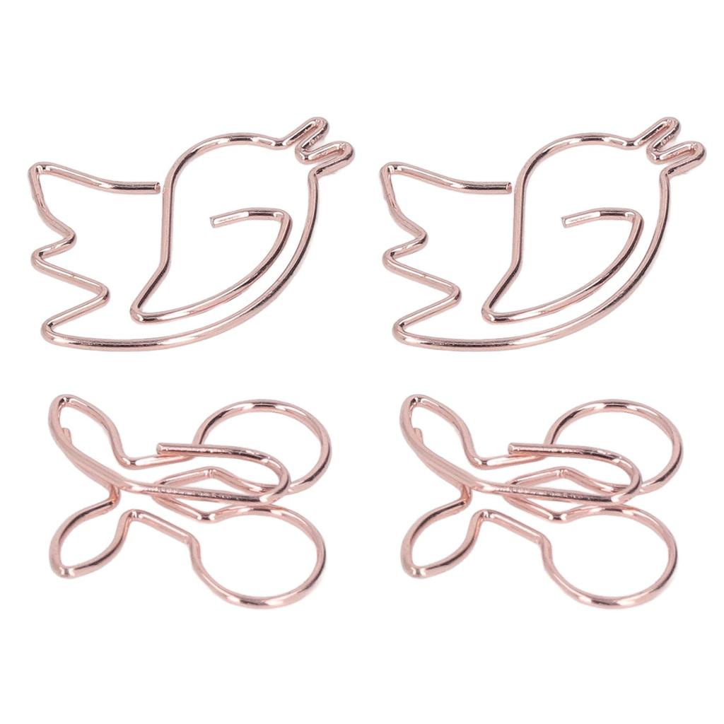 100Pcs Cute Paper Clips Cherry Hummingbird Style Electroplated Metal Gold Color Planner Clips for Home Office Study