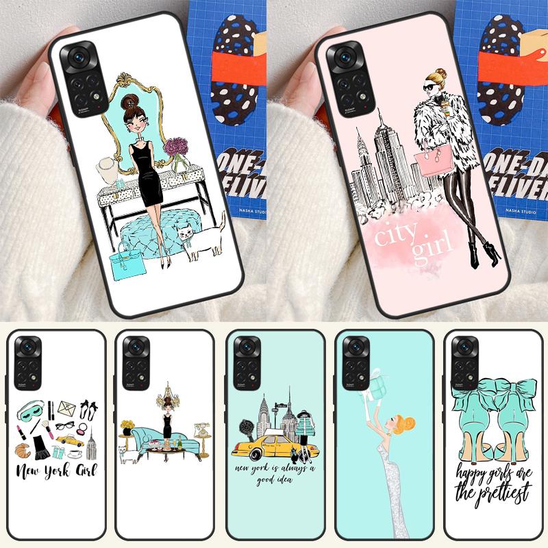 Чехол 'Девушка из Нью-Йорка' для Xiaomi Redmi Note 14 13 Pro 12 11 9 10 9S 10S 11S 12S Redmi 14C 13C 10C 12C