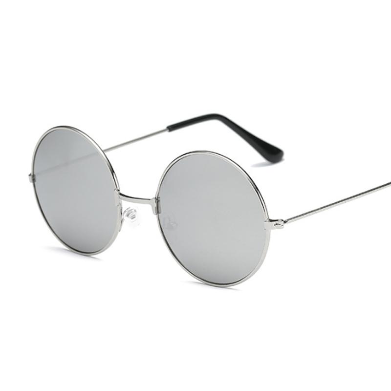 Retro Round Pink Sunglasses Woman Brand Designer Sun Glasses For Male Alloy Mirror Female  Black