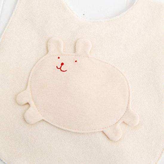 pompkins BABY Organic Cotton Bib and Dog Made in Japan Y-1083 100% [Rabbit, Bear, Series] (Rabbit (Natural))