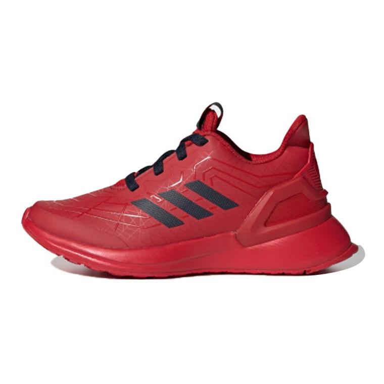 adidas Rapidarun Человек-паук K Нескользящие Легкие Средней Высоты Детские Кроссовки для Бега Красный Черный Детские G27557