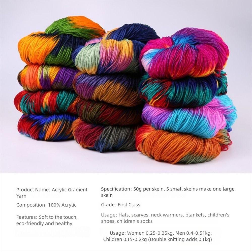 Segment Dyed Wool Yarn Mixed Color Knitting Yarn Thick Knitting Crochet Thread Sweater