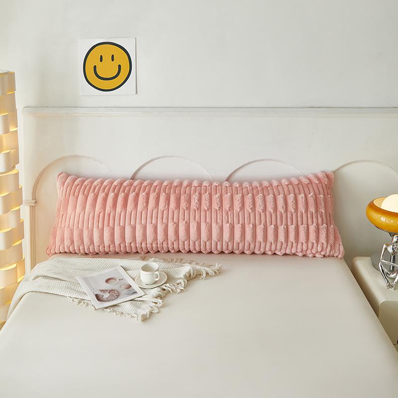 Плюшевая наволочка на длинную подушку из искусственного кроличьего меха - Двусторонняя наволочка из молочного велюрового флиса