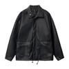 Кожаная куртка мужская весенняя корейская свободная стойка воротник повседневная кожаная куртка