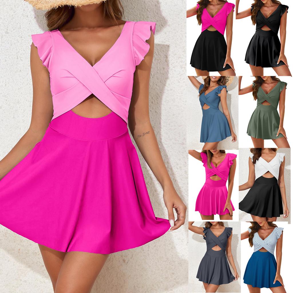 Ruffled One-piece Bikini Sexy High Waist Bathing Suit Beach Swimwear 2024 Women's Tankini