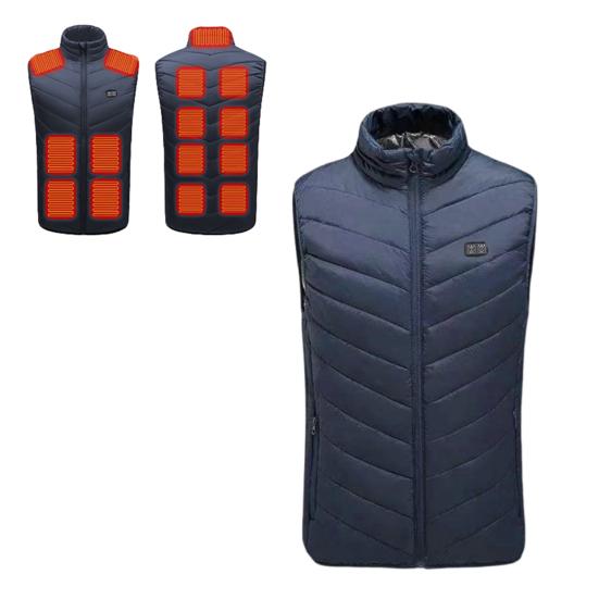 Men Heated Puffer Vest USB Electric Graphite Heating Windproof Thermal Waistcoat Winter Outdoor Activities Down Cotton Vest Coat