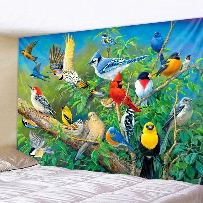 Bedroom Living Room Tapestry Parrot Peacock Art Pattern Fashion Home Decoration Tapestry