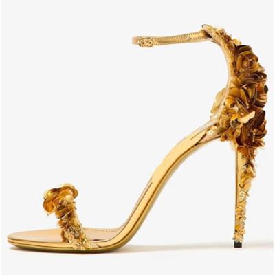 Женские летние новые модные босоножки на тонком высоком каблуке с пайетками, сексуальные открытые зубы, для банкета, вечеринки, свадьбы, шоу, женские большие босоножки