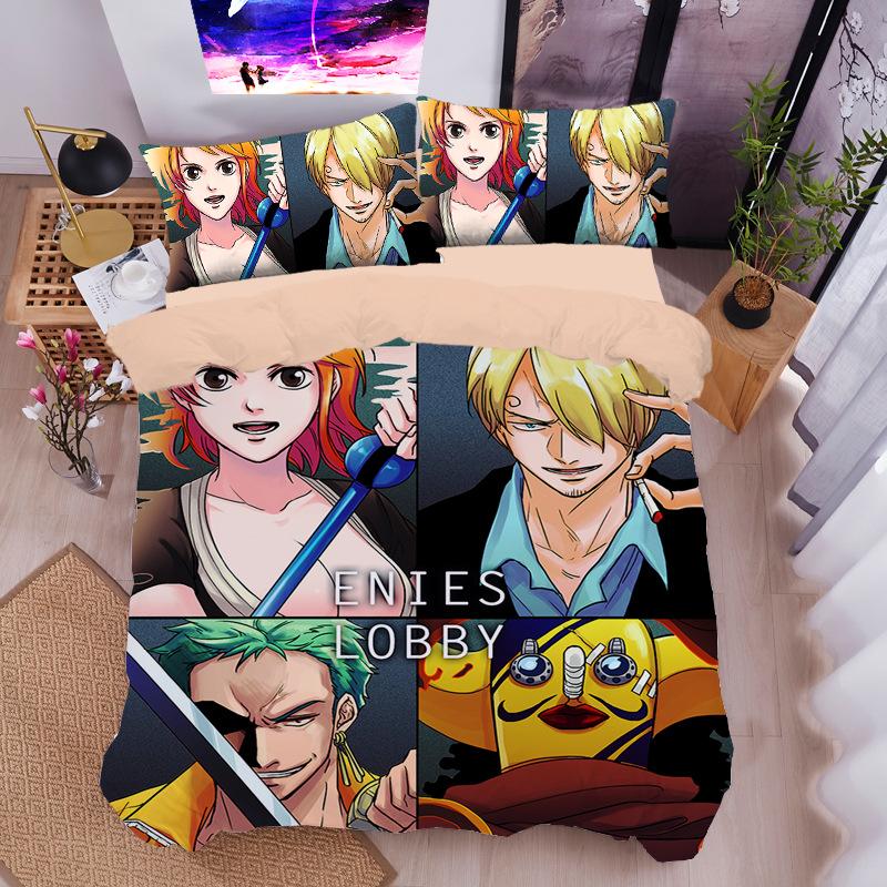 3D Печать Люффи Мягкое Постельное Белье Японское Аниме O-Ones Pieces Комплект Постельного Белья Наволочка 2/3 шт. для Детей Мальчиков Подарок Односпальный