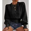 Autumn and Winter Solid Loose Knitwear Pullover Women Fashion New Round Neck Knitted Sweater Woman Vintage Lantern Sleeve Twists Sweaters 24592