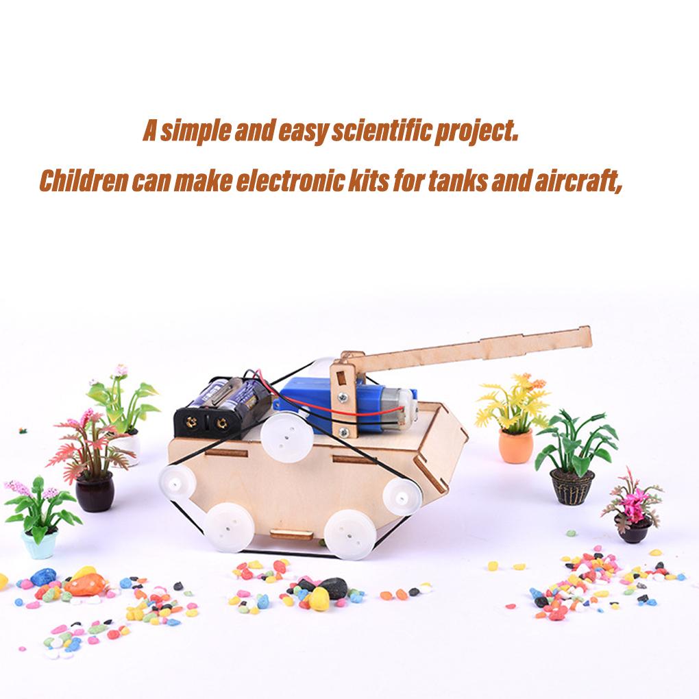 1 Set Kids' Vehicle Woodworking Toys Tank Model Brain-build Teaching Tools Manual Skills Circuit Building Aircraft Models