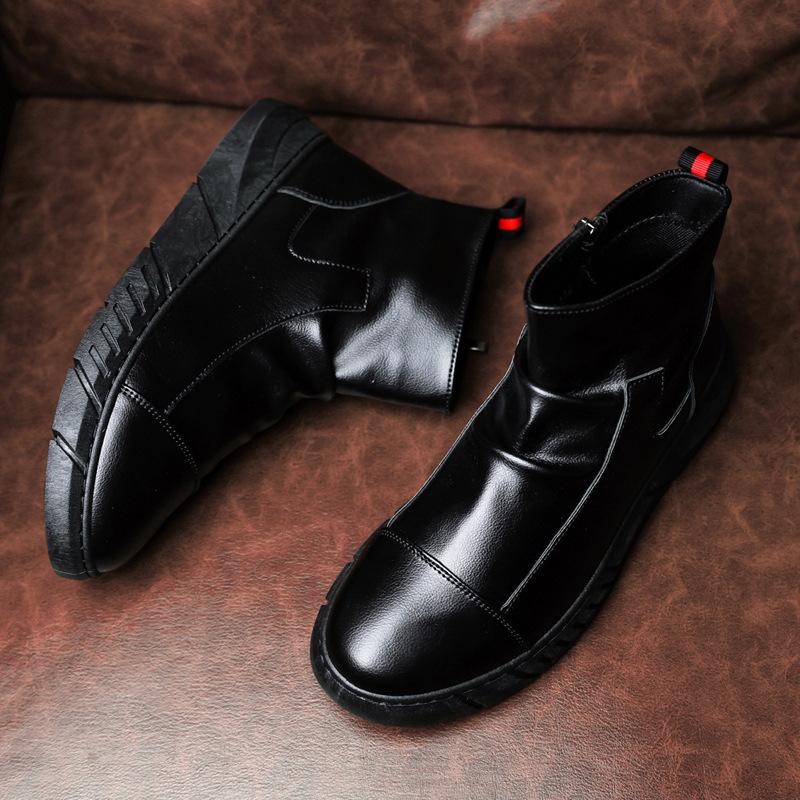 Мужские ботинки челси слипоны водонепроницаемые ботильоны ретро черные мужские модные ботинки мотоциклетная обувь большой размер 44