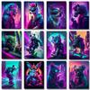 Punk Neon Light Future Animals Cat Dog Lion Panda Horse Poster Nordic Wall Art Print Canvas Painting Pictures Living Room Decor