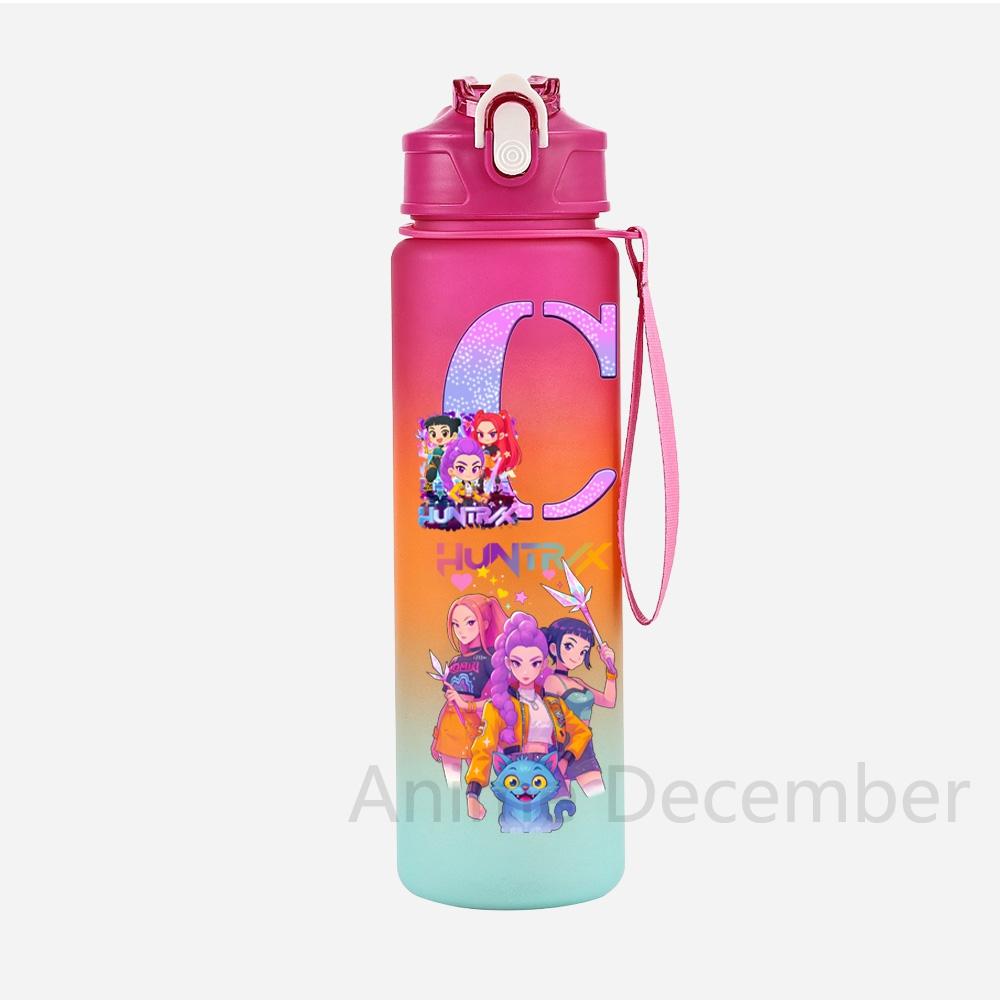 Anime K-Pop Demon Hunters A-Z English Letter Printed Character Water Cup Demon Hunters Large Capacity Outdoor Portable Drinking Bottle for Boy Girl